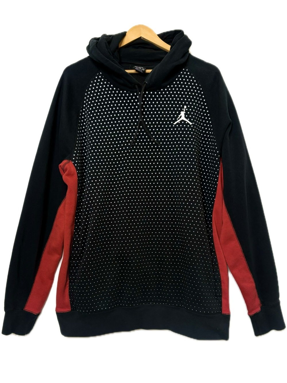 Jordan Jumpman Polka Dot Pullover Fleece Hoodie Mens Size XL Black Color Block